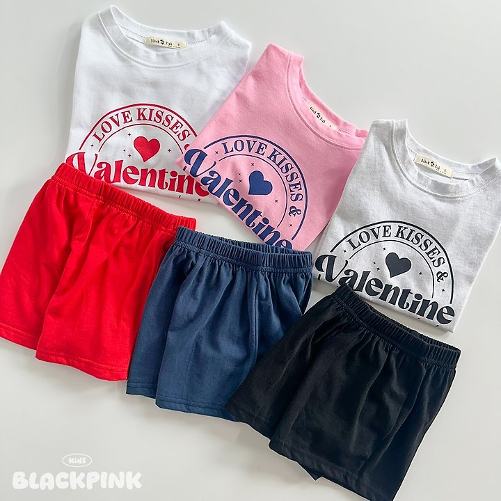 Black Pink - Korean Children Fashion - #kidsstore - Valentine Heart Set-Up - 2