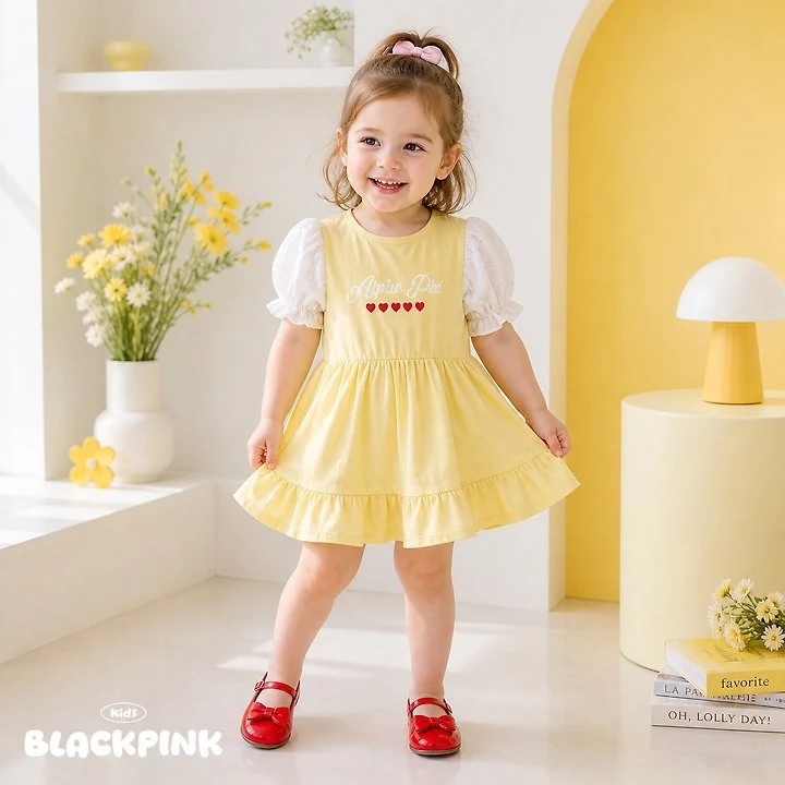 Black Pink - Korean Children Fashion - #kidsshorts - Popcorn Puff One-piece - 4