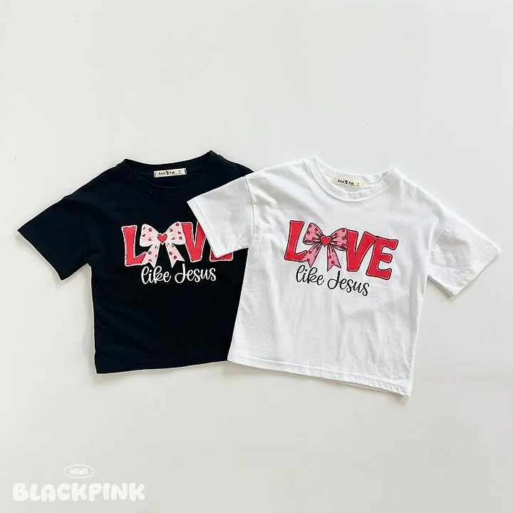 Black Pink - Korean Children Fashion - #kidsstore - LOVE Short Sleeve Tee