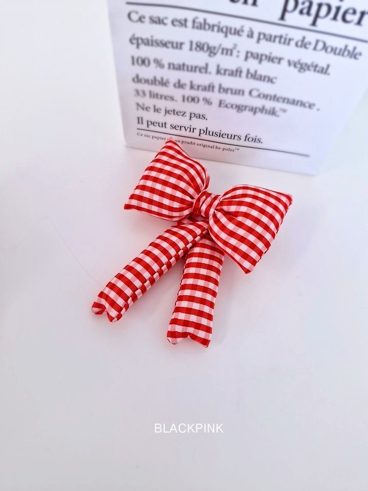 Black Pink - Korean Children Fashion - #kidzfashiontrend - Check Chubby Ribbon Pin - 11
