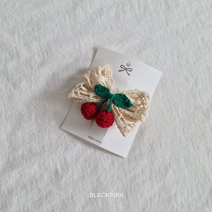 Black Pink - Korean Children Fashion - #kidzfashiontrend - Cherry Ribbon Claw Clip