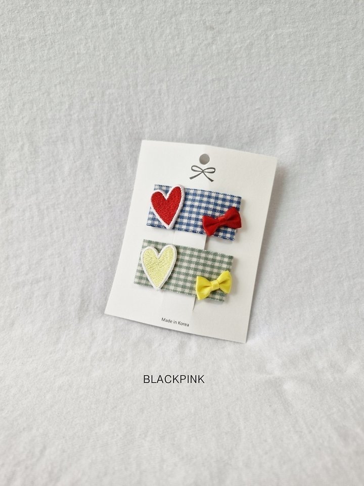 Black Pink - Korean Children Fashion - #kidzfashiontrend - Heart Embroidery Ribbon Set - 6
