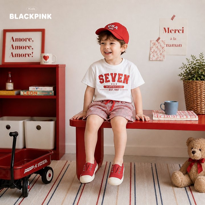 Black Pink - Korean Children Fashion - #kidzfashiontrend - Embossed Stripe Shorts - 5