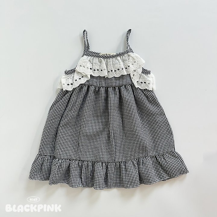 Black Pink - Korean Children Fashion - #kidzfashiontrend - Milk Tea Lace One-piece - 12