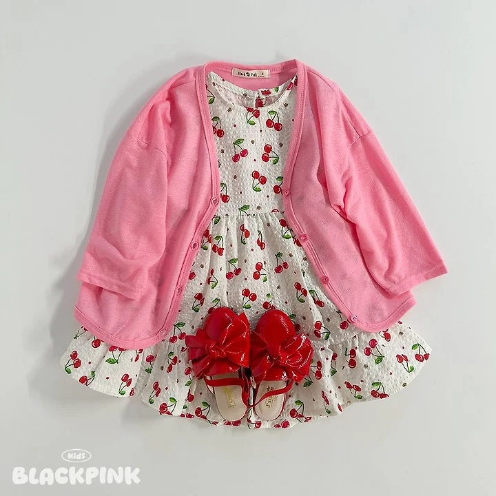 Black Pink - Korean Children Fashion - #kidzfashiontrend - Cherry Frill One-piece - 10