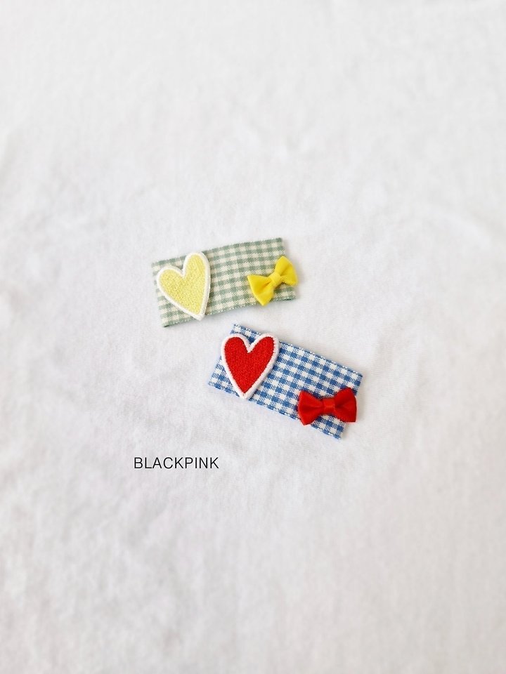 Black Pink - Korean Children Fashion - #littlefashionista - Heart Embroidery Ribbon Set - 8
