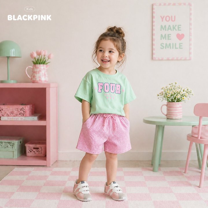 Black Pink - Korean Children Fashion - #littlefashionista - 7 Days Short Sleeve Tee - 6