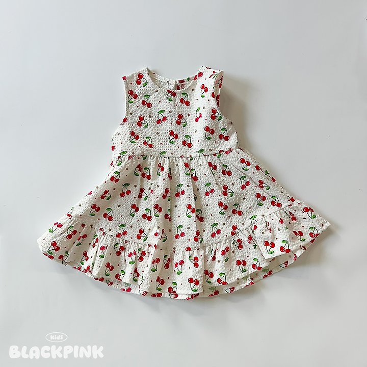 Black Pink - Korean Children Fashion - #littlefashionista - Cherry Frill One-piece - 12