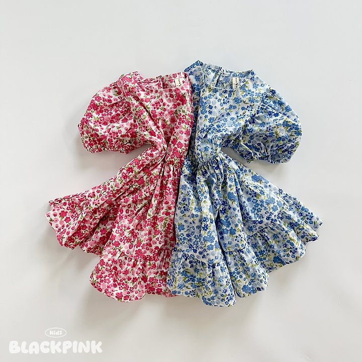Black Pink - Korean Children Fashion - #littlefashionista - Flora Puff One-piece - 10