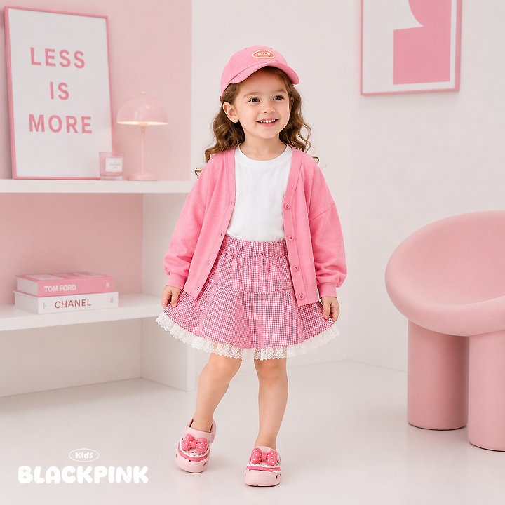 Black Pink - Korean Children Fashion - #littlefashionista - Check Lace Skirt - 8