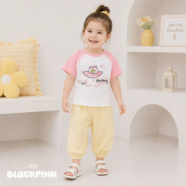 Black Pink - Korean Children Fashion - #littlefashionista - Cowboy Raglan Tee - 6