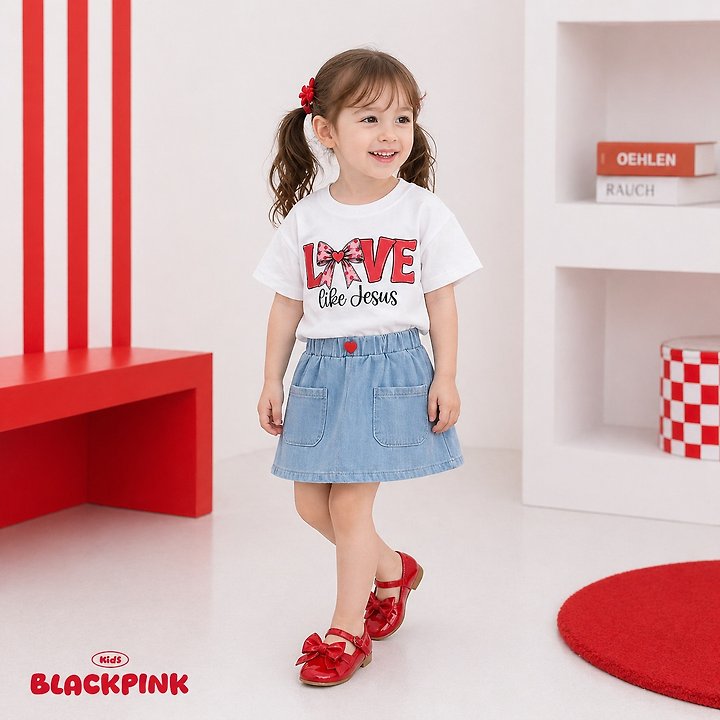Black Pink - Korean Children Fashion - #Kfashion4kids - LOVE Short Sleeve Tee - 4