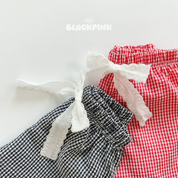Black Pink - Korean Children Fashion - #littlefashionista - Lace Check Shorts - 3