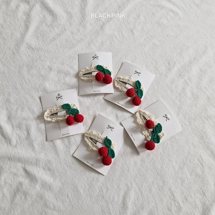 Black Pink - Korean Children Fashion - #magicofchildhood - Cherry Snap Hairpin - 2