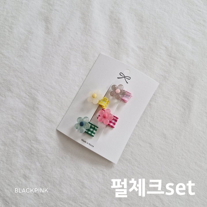 Black Pink - Korean Children Fashion - #littlefashionista - Mini Flower Claw Clip Set - 4