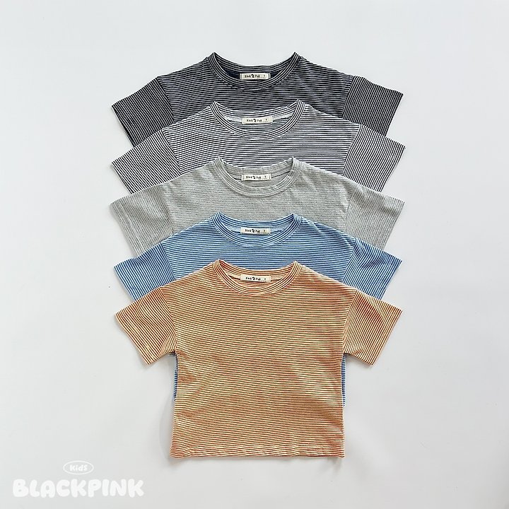 Black Pink - Korean Children Fashion - #magicofchildhood - Summer Stripe Short Sleeve Tee - 3