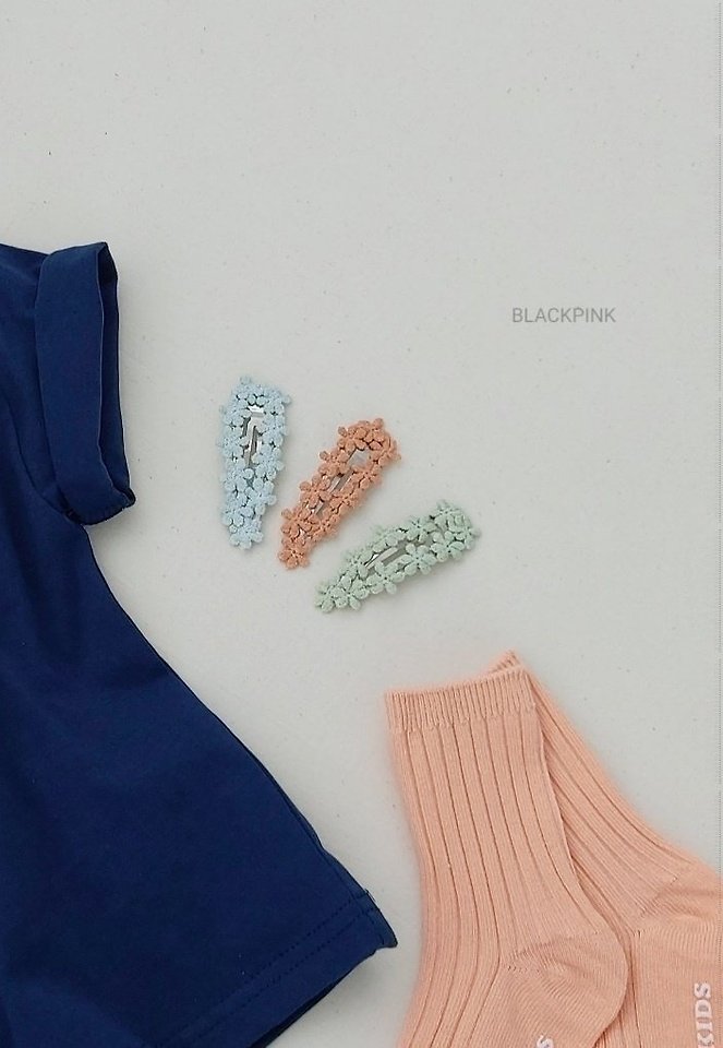 Black Pink - Korean Children Fashion - #littlefashionista - Flower Snap Hairpin - 4