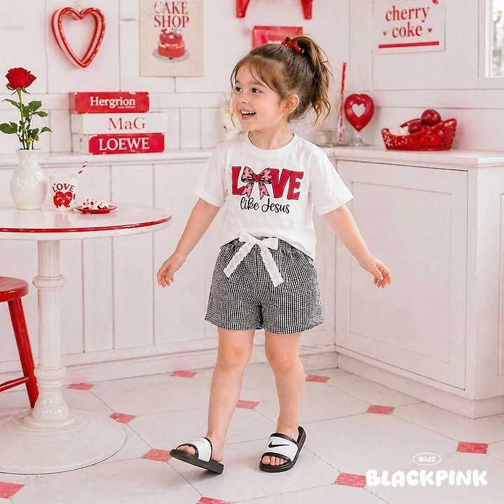 Black Pink - Korean Children Fashion - #littlefashionista - Lace Check Shorts - 4