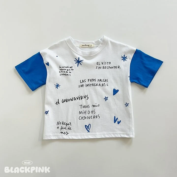 Black Pink - Korean Children Fashion - #magicofchildhood - Lettering Color Tee - 3