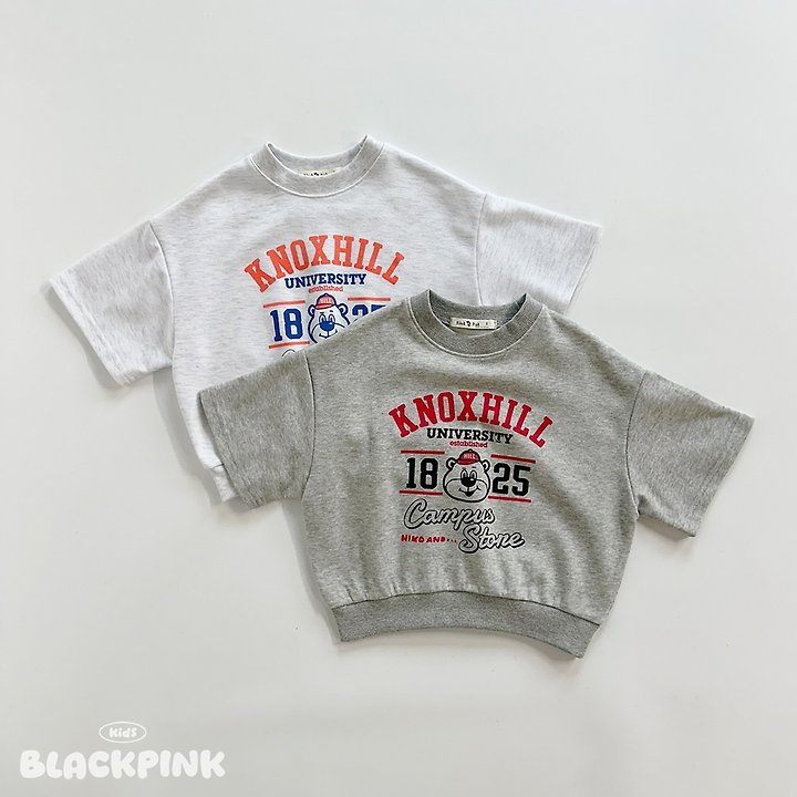 Black Pink - Korean Children Fashion - #magicofchildhood - Bear Short Sleeve Sweatshirt