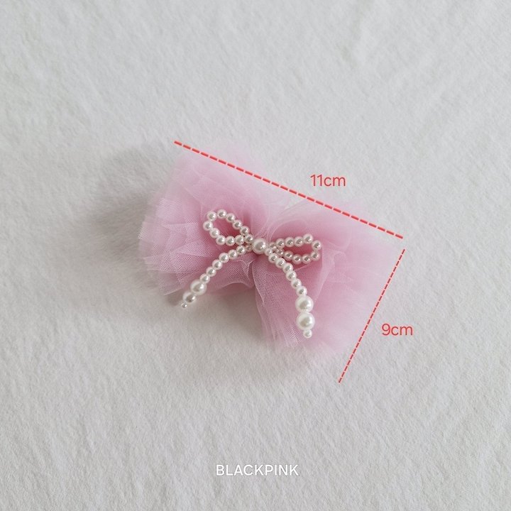 Black Pink - Korean Children Fashion - #minifashionista - Tulle Pearl Ribbon Pin - 11