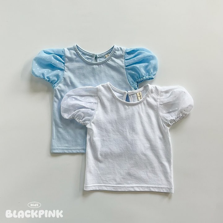 Black Pink - Korean Children Fashion - #minifashionista - Chiffon Puff Tee