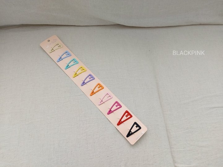 Black Pink - Korean Children Fashion - #minifashionista - Triangle Emboss Snap Hairpin - 6