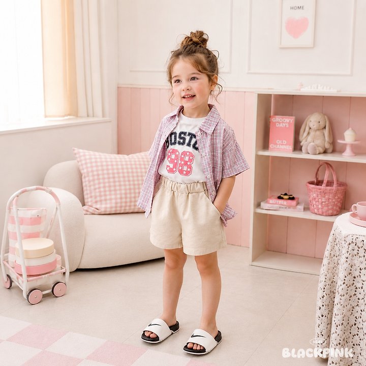 Black Pink - Korean Children Fashion - #minifashionista - Seersucker Check Shirt - 2
