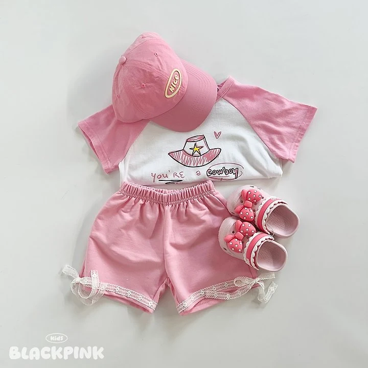 Black Pink - Korean Children Fashion - #minifashionista - Cowboy Raglan Tee - 8