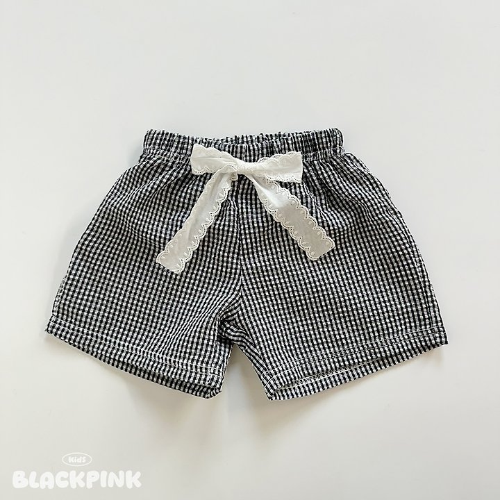 Black Pink - Korean Children Fashion - #minifashionista - Lace Check Shorts - 5