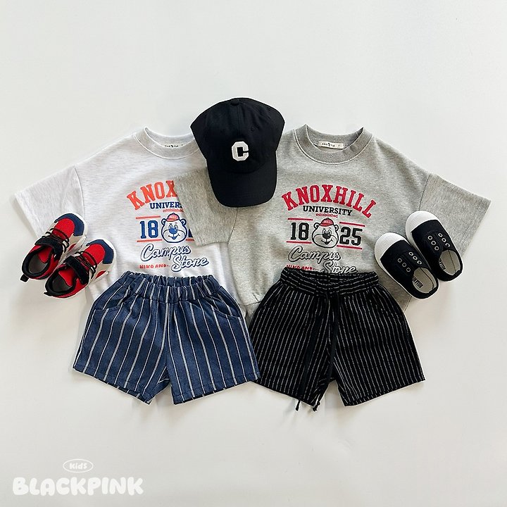 Black Pink - Korean Children Fashion - #minifashionista - Bear Short Sleeve Sweatshirt - 2