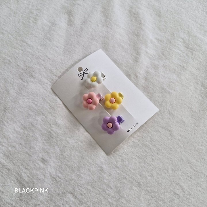 Black Pink - Korean Children Fashion - #prettylittlegirls - Mini Flower Claw Clip Set - 6