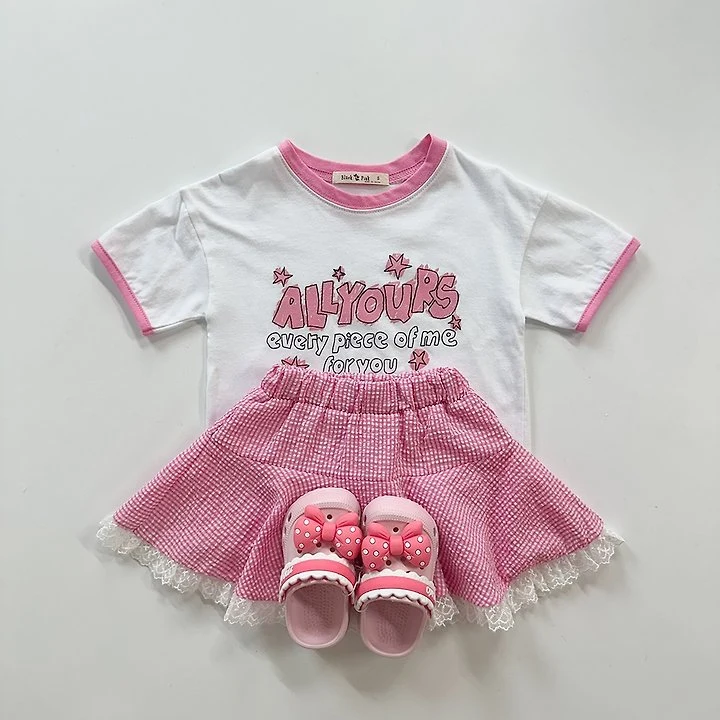 Black Pink - Korean Children Fashion - #prettylittlegirls - Check Lace Skirt - 11