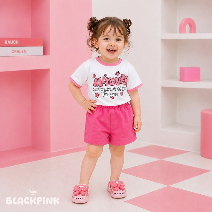 Black Pink - Korean Children Fashion - #minifashionista - ALL YOURS Short Sleeve Tee - 4