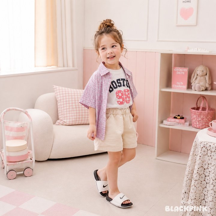 Black Pink - Korean Children Fashion - #prettylittlegirls - Seersucker Check Shirt - 3