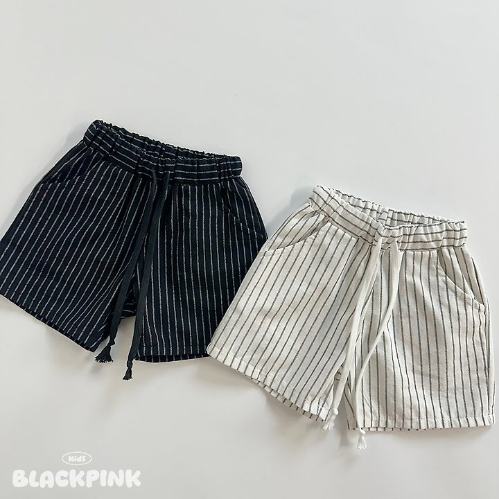 Black Pink - Korean Children Fashion - #prettylittlegirls - Linen Stripe Shorts - 2