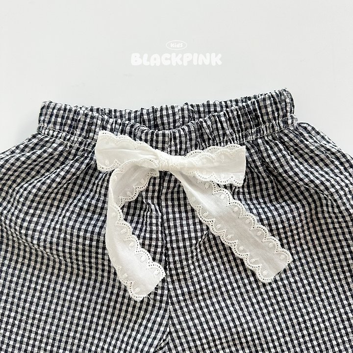 Black Pink - Korean Children Fashion - #prettylittlegirls - Lace Check Shorts - 6
