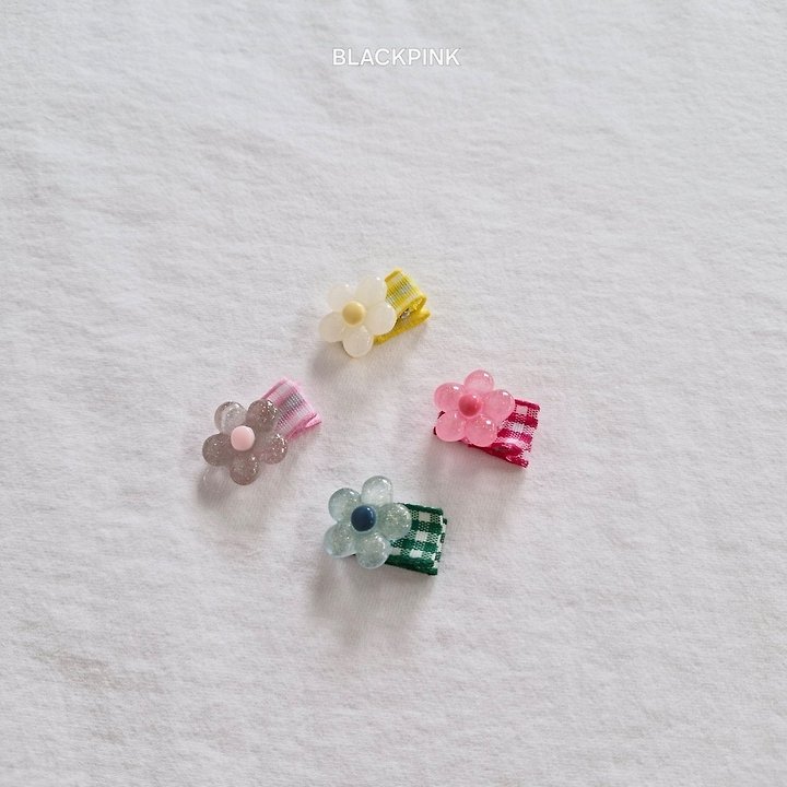 Black Pink - Korean Children Fashion - #stylishchildhood - Mini Flower Claw Clip Set - 9