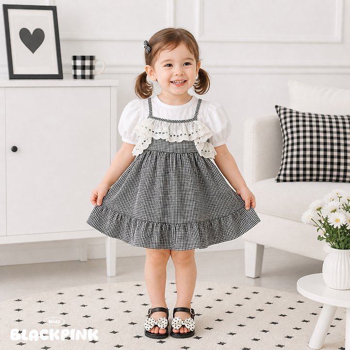 Black Pink - Korean Children Fashion - #toddlerclothing - Milk Tea Lace One-piece - 4
