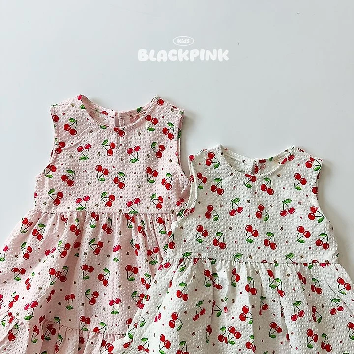 Black Pink - Korean Children Fashion - #stylishchildhood - Cherry Frill One-piece - 2
