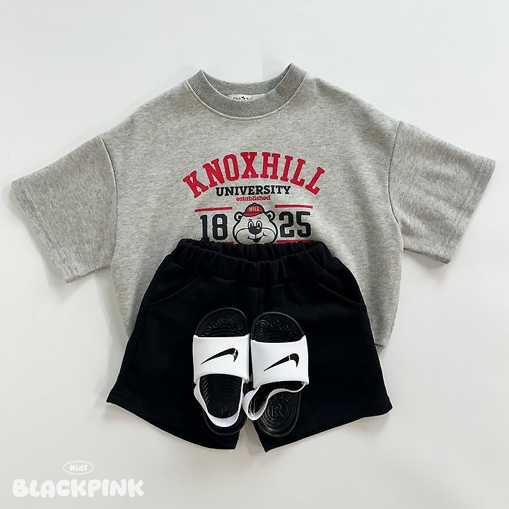 Black Pink - Korean Children Fashion - #stylishchildhood - Bear Short Sleeve Sweatshirt - 6