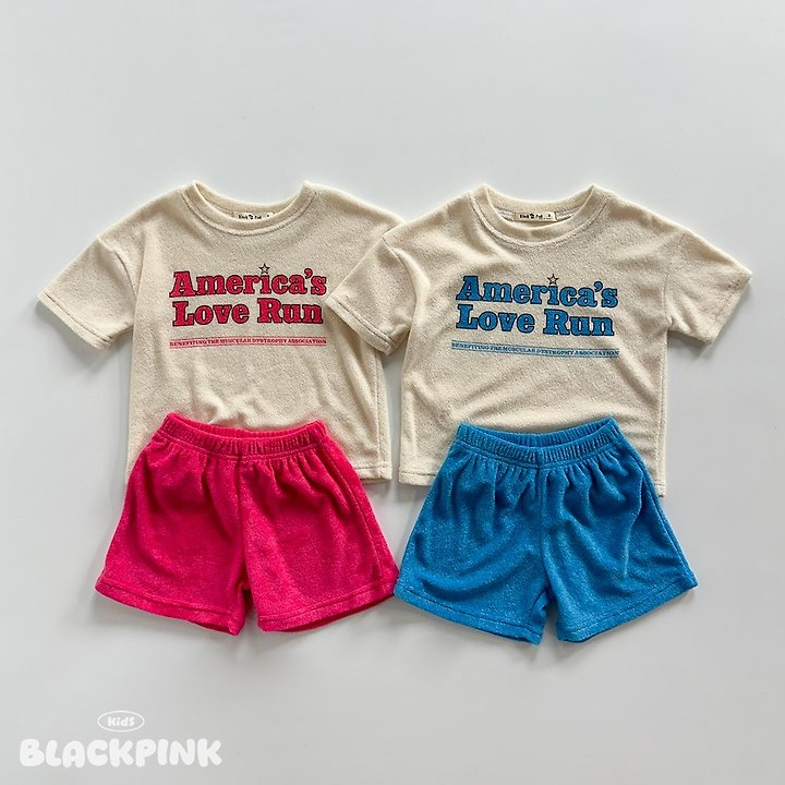 Black Pink - Korean Children Fashion - #todddlerfashion - Love Run Terry Set-Up