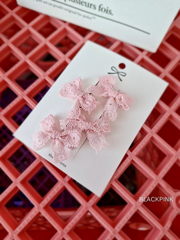 Black Pink - Korean Children Fashion - #toddlerclothing - Mini Lace Ribbon Set - 5