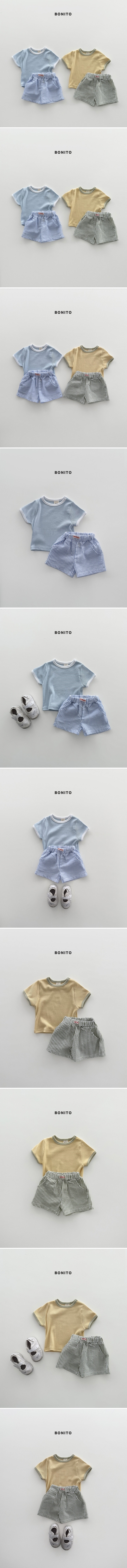 Bonito - Korean Baby Fashion - #babyoninstagram - Vertical Stripe Shorts Set - 2