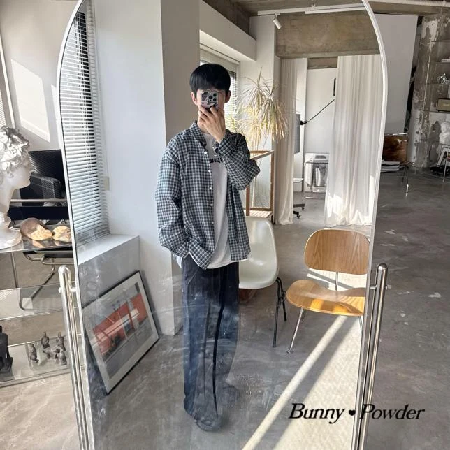 Bunny Powder - Korean Women Fashion - #womensfashion - Adult Milk Check Shirt - 4