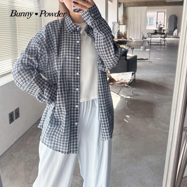 Bunny Powder - Korean Women Fashion - #momslook - Adult Milk Check Shirt - 6