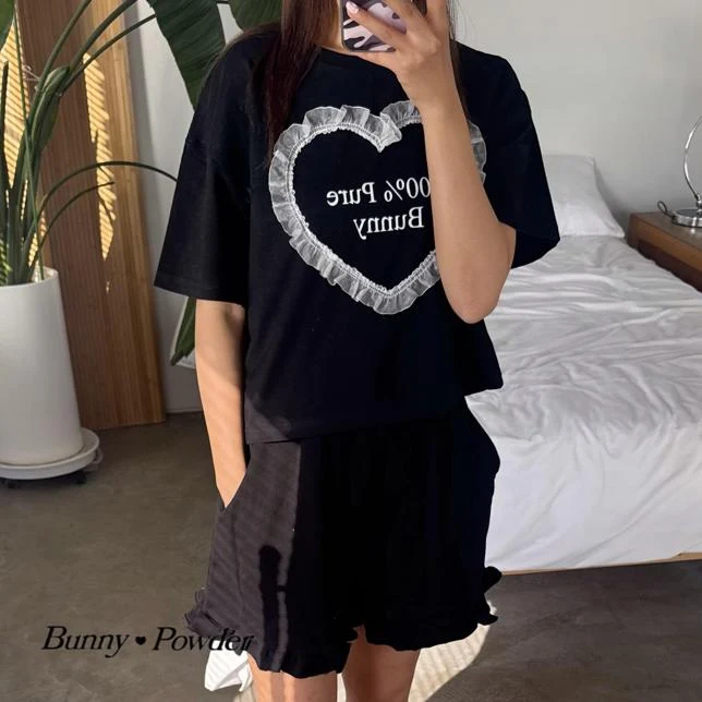 Bunny Powder - Korean Women Fashion - #romanticstyle - Adult Percent Tee - 6