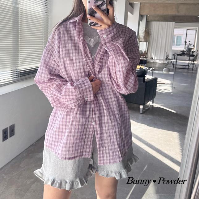 Bunny Powder - Korean Women Fashion - #vintageinspired - Adult Milk Check Shirt - 10