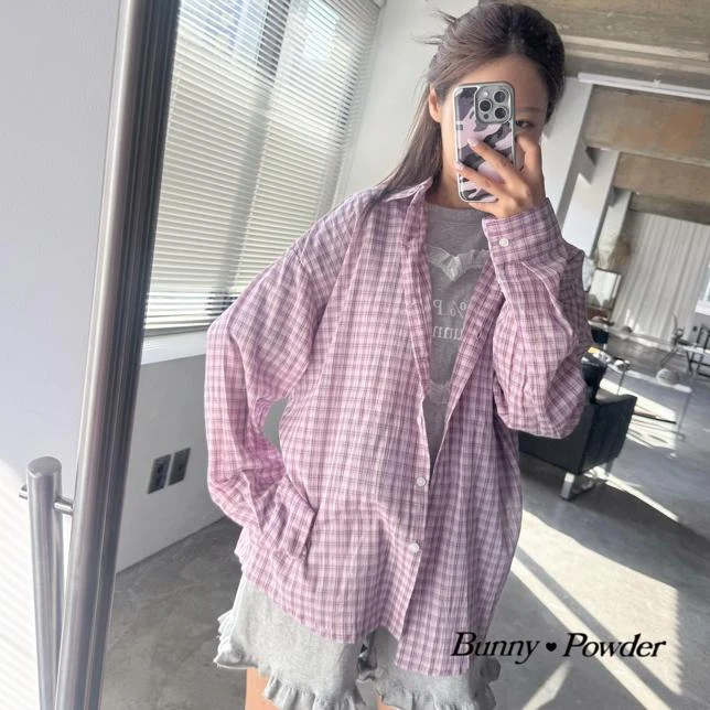 Bunny Powder - Korean Women Fashion - #womensfashion - Adult Milk Check Shirt - 9