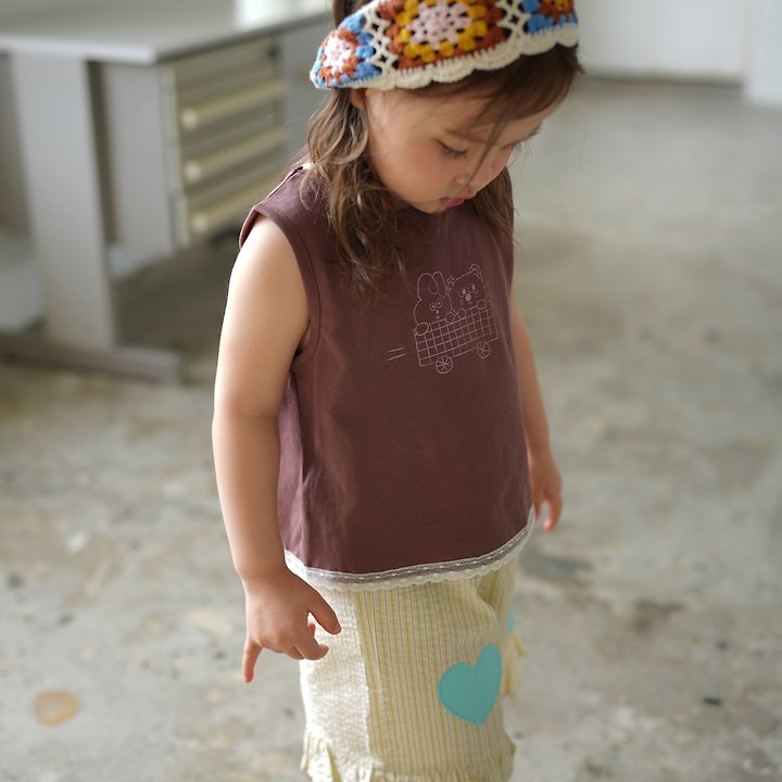 Buttercup - Korean Children Fashion - #designkidswear - Line Lace Sleeveless Tee - 8
